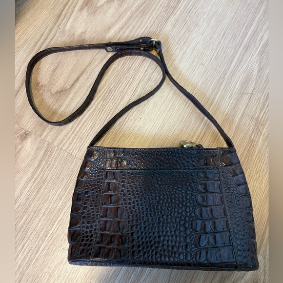 Brahmin Crossbody - Crocodile embossed dark brown leather handbag - Picture 2 of 6